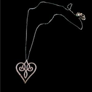 Brighton Silver Geometric Pendant Necklace heart with rhinestone